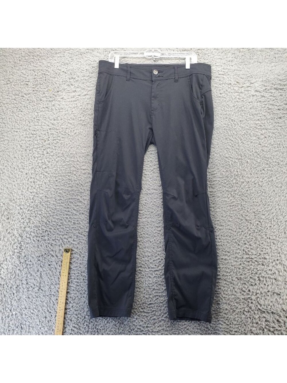 Prana Pants Womens 14 Black Cargo Style Stretch Nylon Blend Lightweight *Read*